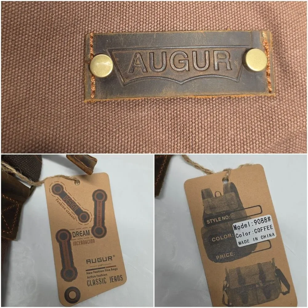 AUGUR Messenger Bag Vintage Look Canvas Shoulder Bag Crossbody Purse 9088 NWT